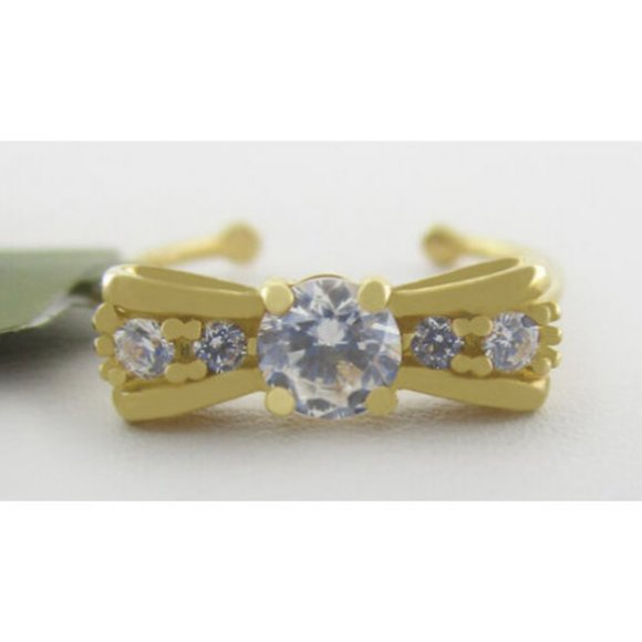 Created White Sapphires 0.34 Cts Toe Ring Solid 14k Gold